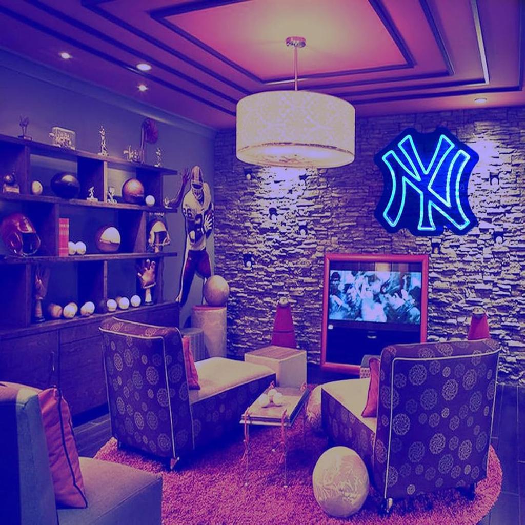 Neon Sign for New York Yankees,Dimmable Sports Team NY Neon Light for Party, Bar, Man Cave,Game Room Decor Man Birthday Gift