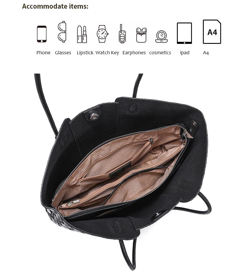 High-End Genuine Leather Women's Woven Tote Bag - Large Capacity, Versatile Cowhide Handbag