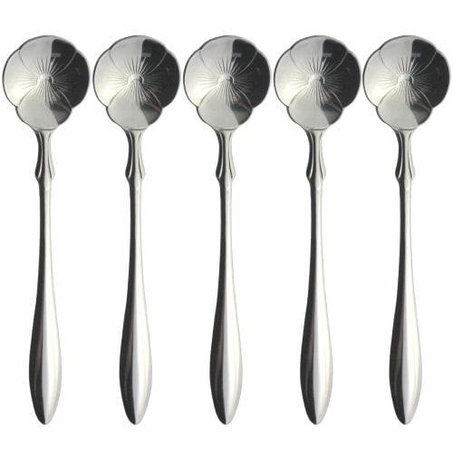 Nagao Tsubame-Sanjo Flower Cutlery Coffee Spoons, Pansy Design, Set of 5, 12.3cm, Gift Packaging, Made in Japan