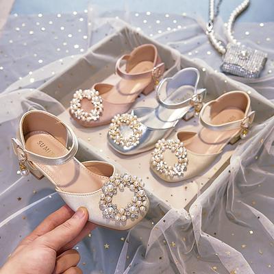 Girls' Princess Sandals2026Summer Fashion Stylish Children's Performance Shoes, Closed-toe High-heeled Apricot-colored Soft-soled Shoes