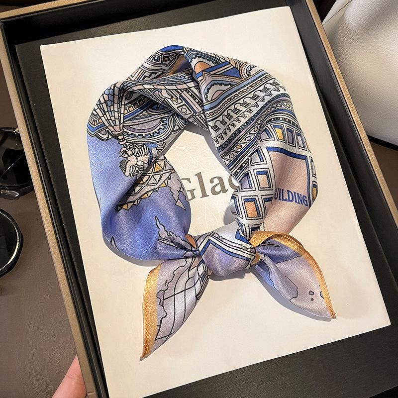 

53*53см Модный женский шарф из искусственного шелка квадратный шарф-повязка на голову