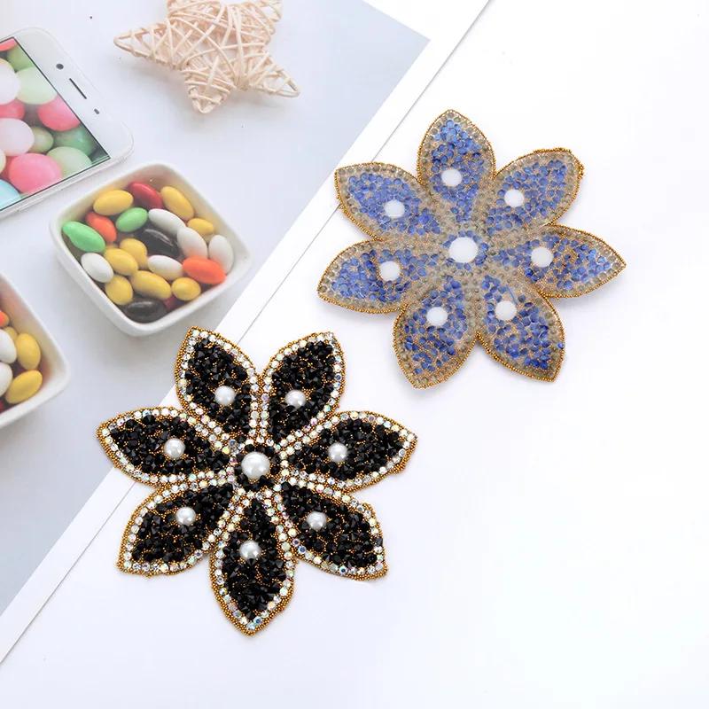 Sparkling Rhinestone Sequin Patch Flowers Star Iron On Ironing Stickers Crystal Applique For Jeans Dress Clothing Decoration Diy