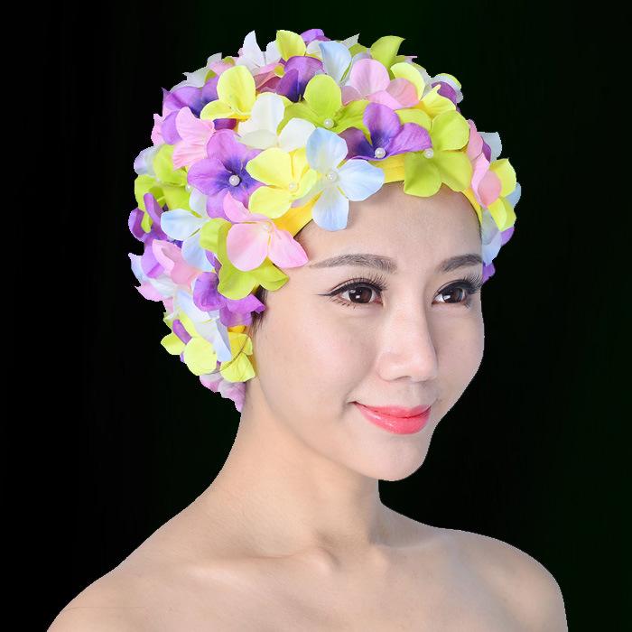 

Hand-Sewn 3D Flower Swim Cap Fashion Women s Large Size Silicone Swimming Hat with Embroidery Petals Comfortable Cute Design