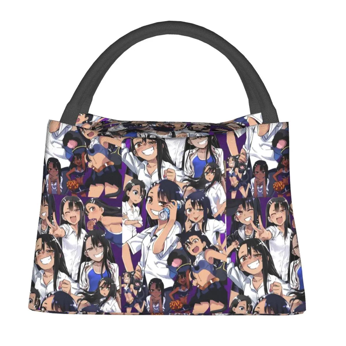 

Сумка для ланча «Не играй со мной, мисс Нагаторо», изолированная сумка-холодильник, портативная, постоянная сумка-ланч-бокс Kouhai Love Harassment, сумки 28x17x16CM чёрный