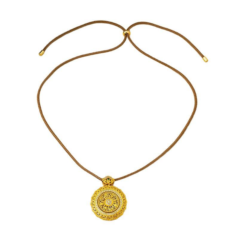 New Chinese sand gold hollow out time comes and goes compass pendant woven rope necklace women's fashion temperament rotating sweater chain