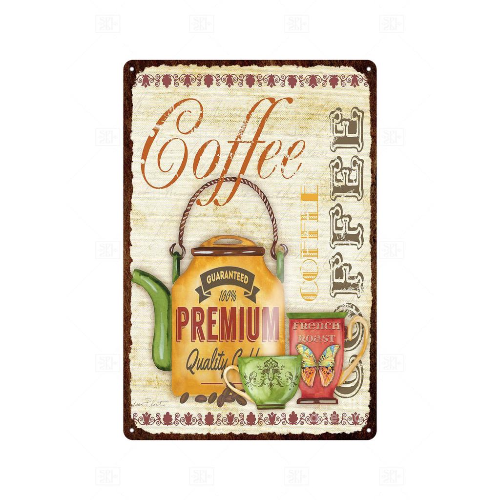 Coffee Vintage Tin Sign Metal Sign Decorative Plaque Retro Plate Cafe Kitchen Living Room Coffee Bar Decoration
