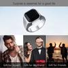 Vintage Black Onyx Signet Ring Mens Stainles Steel Classical Plain Square Husbands Man Anel