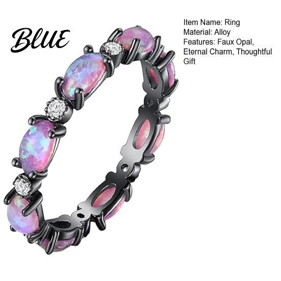 Eternal Faux Opal Glow Ring Imitation Radiant Oval Infinite Love