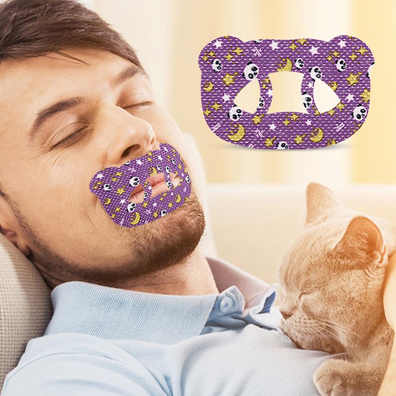 Nálepky proti chrápání pro děti na spaní Tvar úst Design proti dušení Kreslený styl Medvěd O-tvarovaný Náplast na dýchání ústy