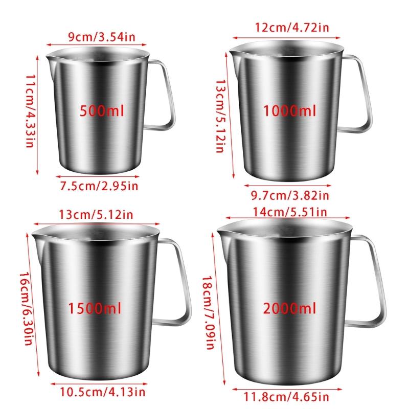 Bakmått av 304 rostfritt stål med hög kapacitet och exakt skala för köket, graderad bägare med handtag