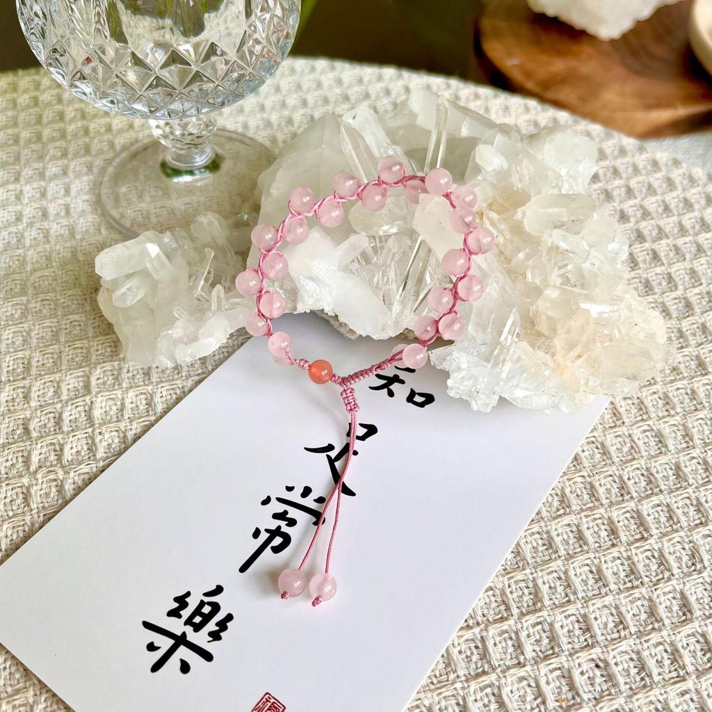 Hand-Woven Pink Crystal Grape Bracelet, Adjustable Size, Fresh Design