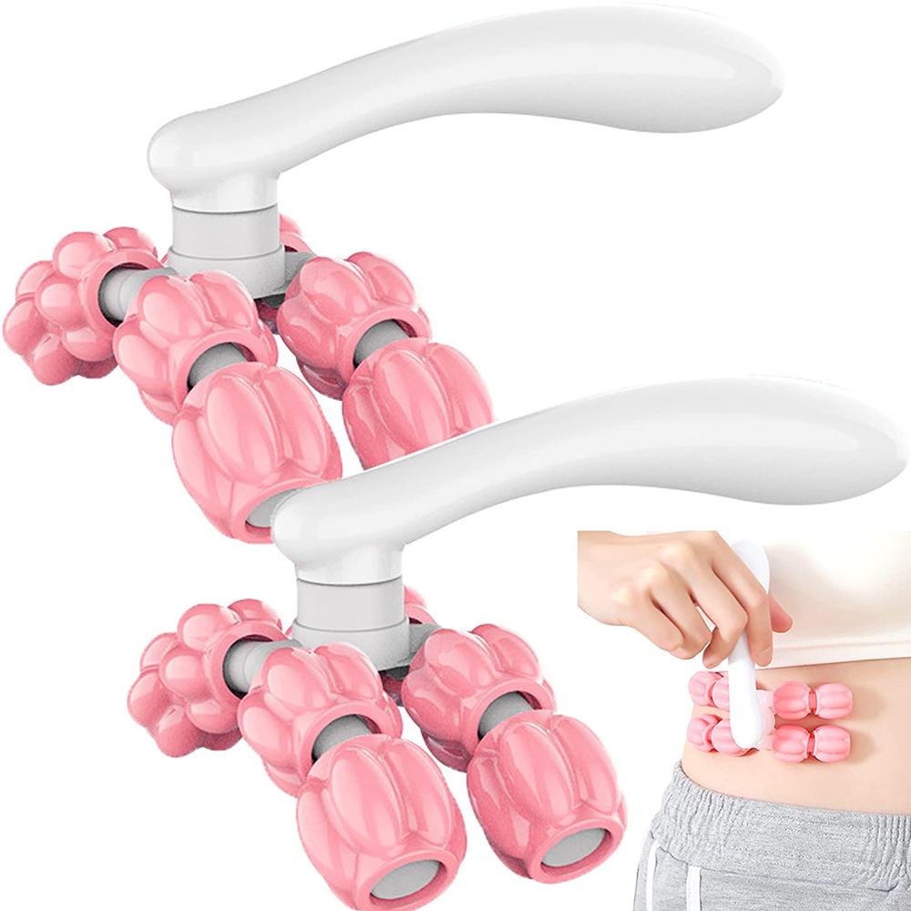 

2Pcs Hand Held Massager Roller For Muscle Pain Relief In Back Neck Shoulder Leg Foot Pink