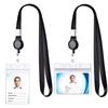 1PC Card Holder Transparent Card Sleeve with Retractable Hang Rope Vertical/Horizontal Available Work Cards Storage Supplies ZYF