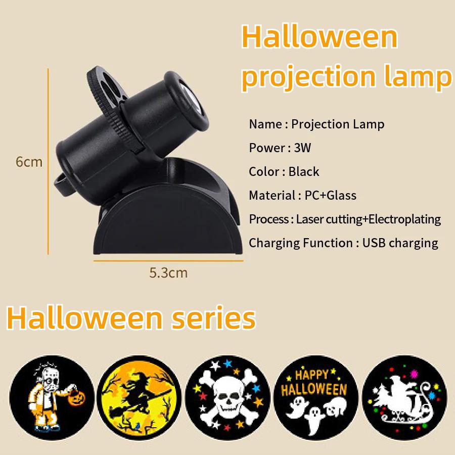 USB Måneprojeksjonslampe Planetprojektor Utskiftbart LED Nattlys Jord Jul Halloween Bakgrunnsatmosfære Vegglamper