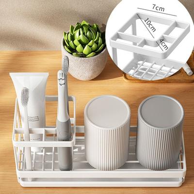 Multi-function Toothbrush Holder Drainable Toothpaste Shelf Counter Organizer Shelf Bathroom