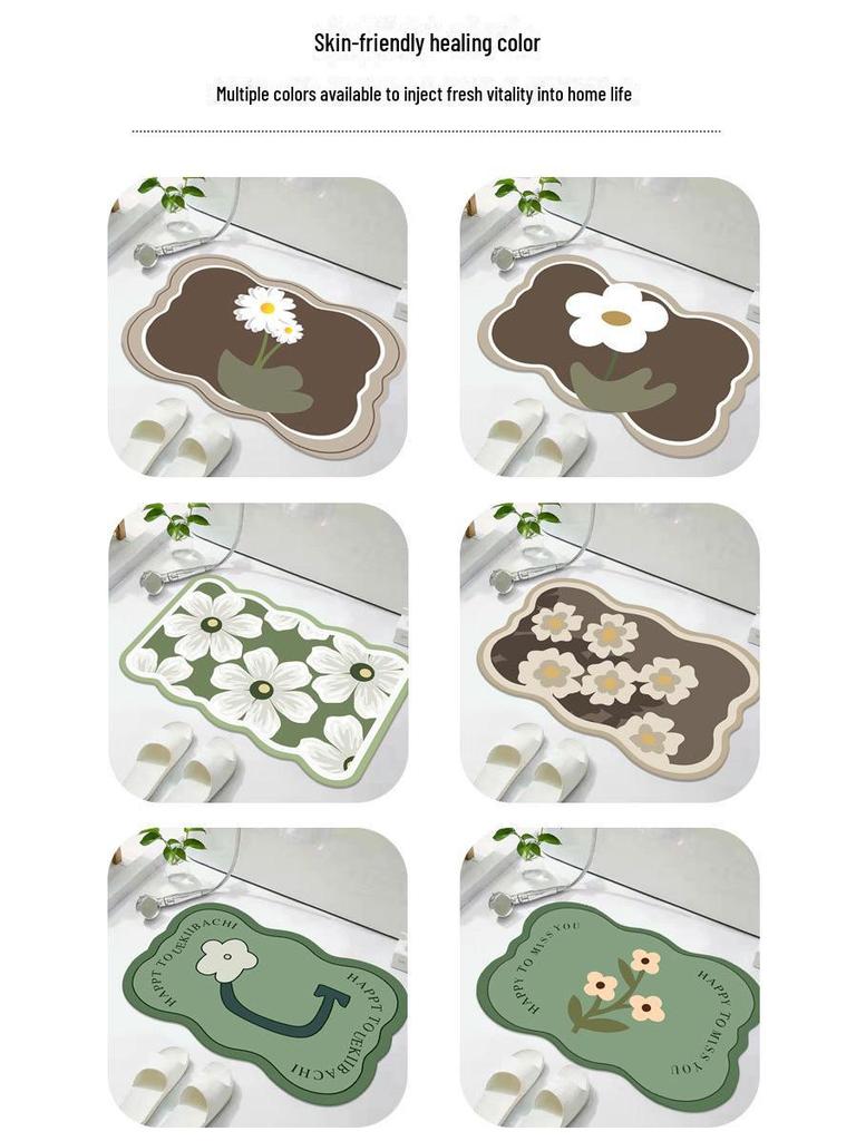 Diatom Mud Quick-Dry Anti-Slip Bathroom Floor Mat – Water-Absorbing Entrance Carpet