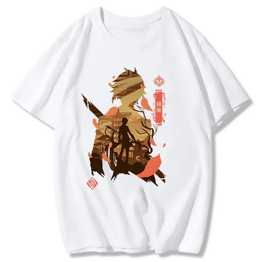 Genshin Impact T-shirt Xiao Kaedehara Kazuha Printed Tshirt Unisex Harajuku Retro Tshirt Top Wome's Short Sleeve