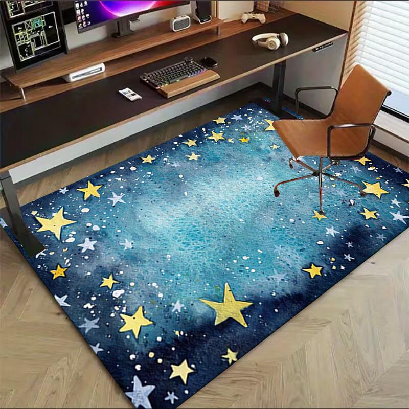 Stars Night Crystal Velvet Office Chair Mat Area Rug - Non-Slip, Floor Mat, Office Desk Chair Rugs,Christmas Gift-1106099