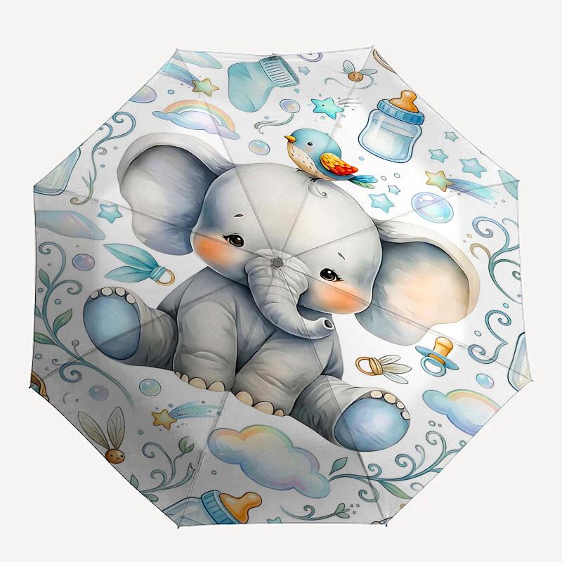 

1PC Elephant Bird Umbrella-8-Rib Reinforced, Automatic Open, Lightweight & Durable, Fashion Accessory for Outdoor, Beach L0373
