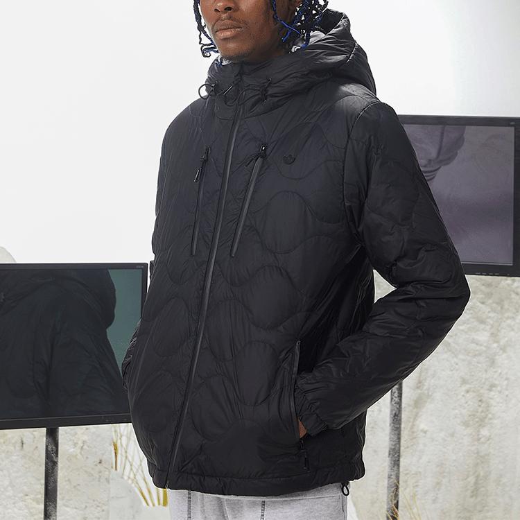 Adidas Originals Sport Zip Hooded Down Jacket Long Sleeve Winter Men Outerwear Black H13586
