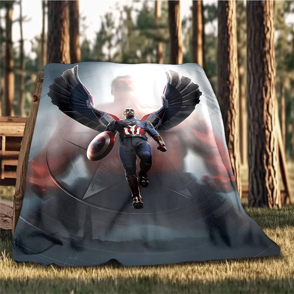 1pc Captain America Shield Outdoor Flannel Throw Blanket Soft, Cozy, Warm All Season, Machine Washable,