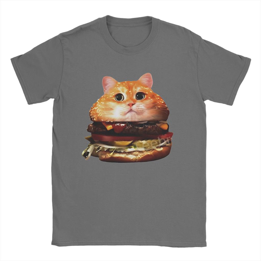 Men T Shirt Hamburger for cats shop T-Shirts Trendy Cool  Summer Tees Vintage Custom DIY Pure Cotton Clothes Birthday Gift