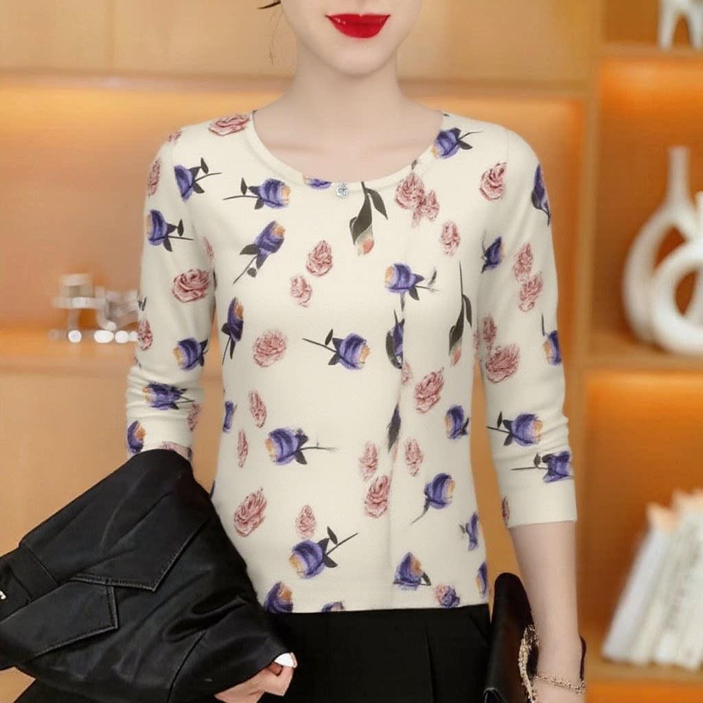 Trendy Women s Long-Sleeve Printed Shirt - Stylish, Slimming & Versatile XL