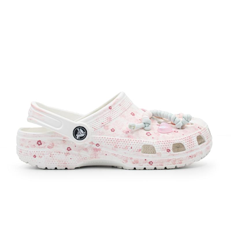 Crocs Classic clog Hanami Love Letter EVA Sweet Versatile Hole Shoes Unisex White