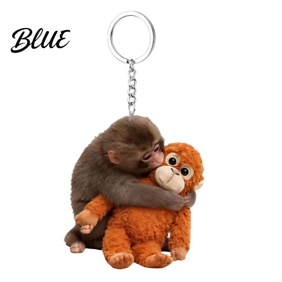 Handmade Monkey Keyring Keychain 2D Acrylic Cute Holding Plush Toy Accessory Hanging Pendant for Backpack Purse Car Keys Aceessory Everyday Use