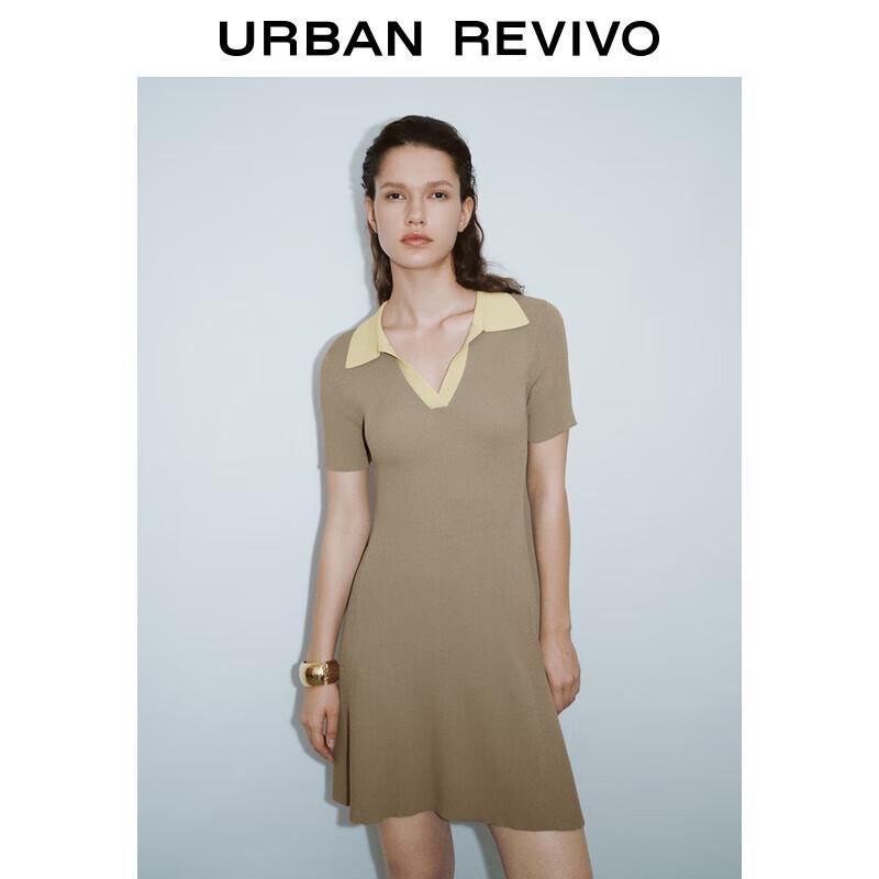 

UR 2024 Summer Retro Color-Block Slim Knit Dress S