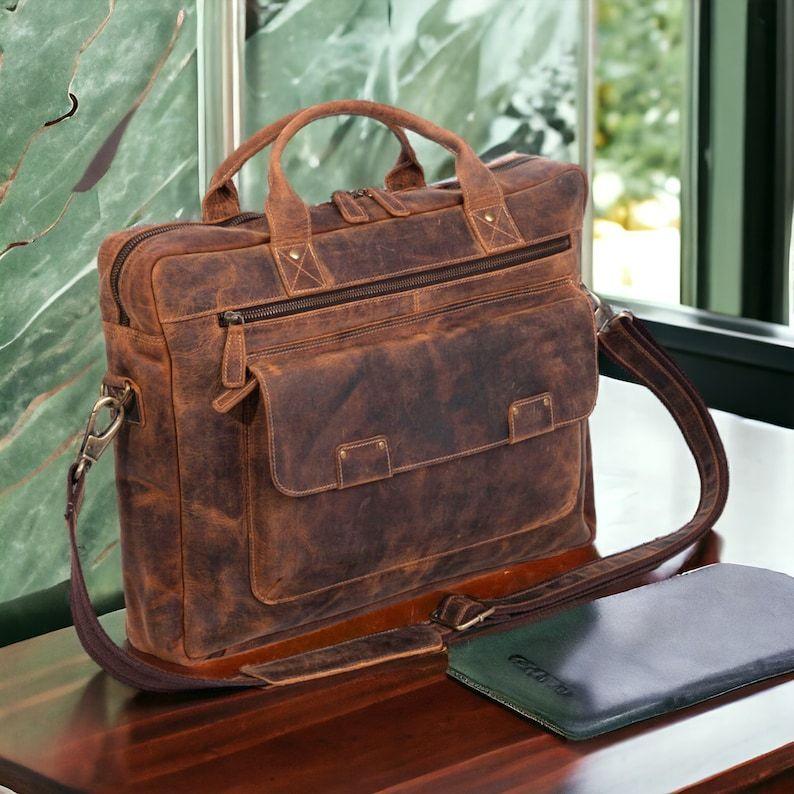 Кожаный портфель ручной работы — фото 5