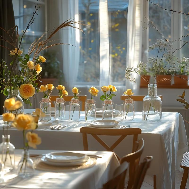 Nordic Style Clear Glass Vases Flower Bottles Retro Plant Jars for Home Desktop Wedding Decorative Flower Arrangement