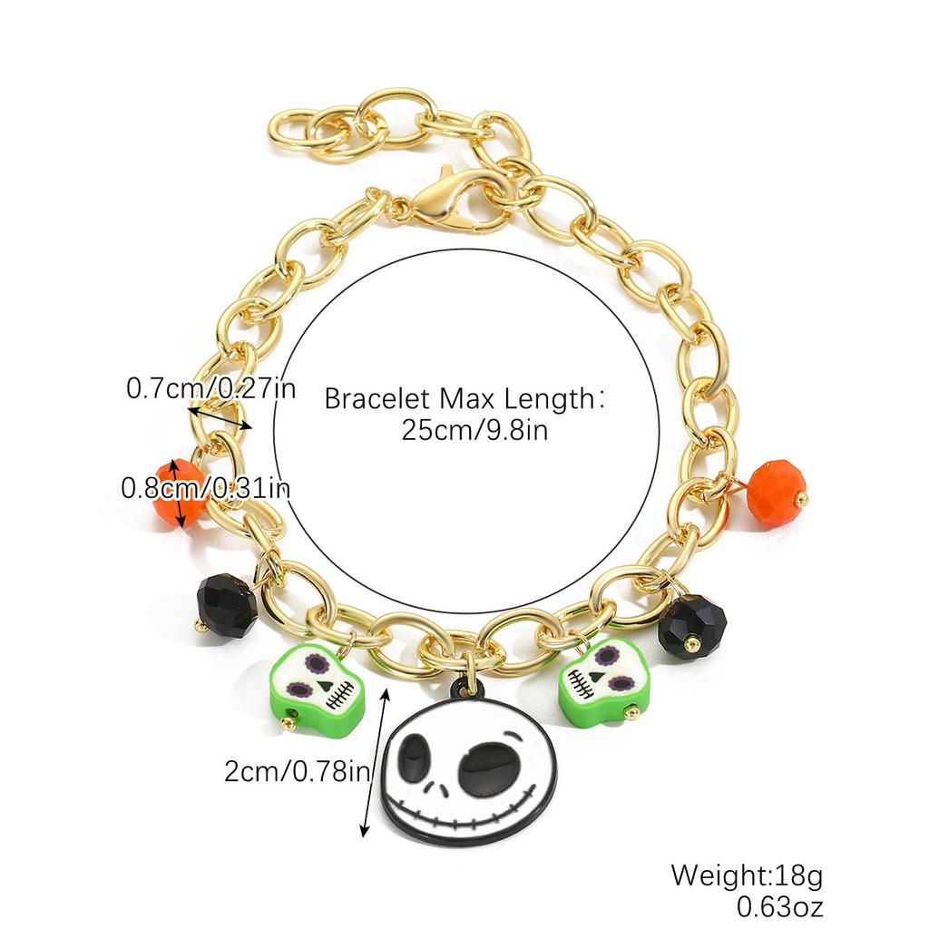 Bracelet Set Hot Sale Rice Bead Orange Pumpkin Skull Pendant Halloween Bracelet