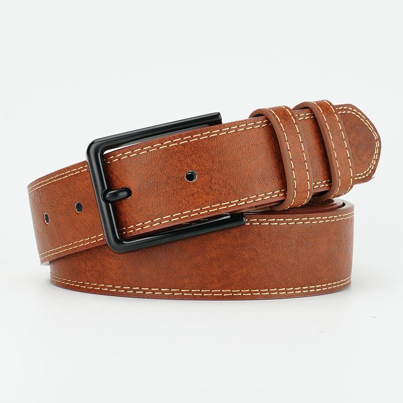 Belt for Men's Pin Buckle Trendy Business Retro Cowhide Belt Simple and Versatile Middle Aged and Young Pants for Men
