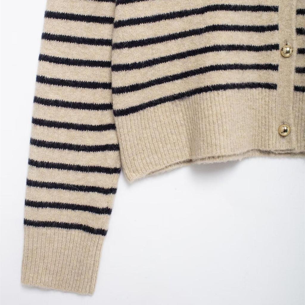 2025 Spring Women's Soft Striped Knit Cardigan Sweater