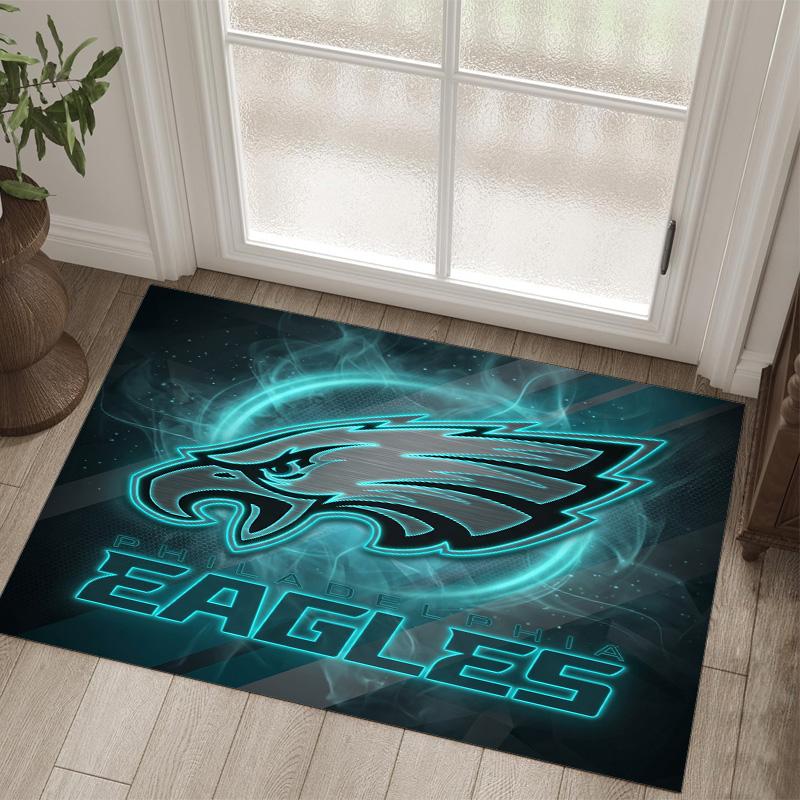 Philadelphia Eagles Design Kristall-Samt-Teppich Gemütlich Nicht?Rutschfester Teppich mit Aufdruck für Schlafzimmer Wohnzimmer Eingang