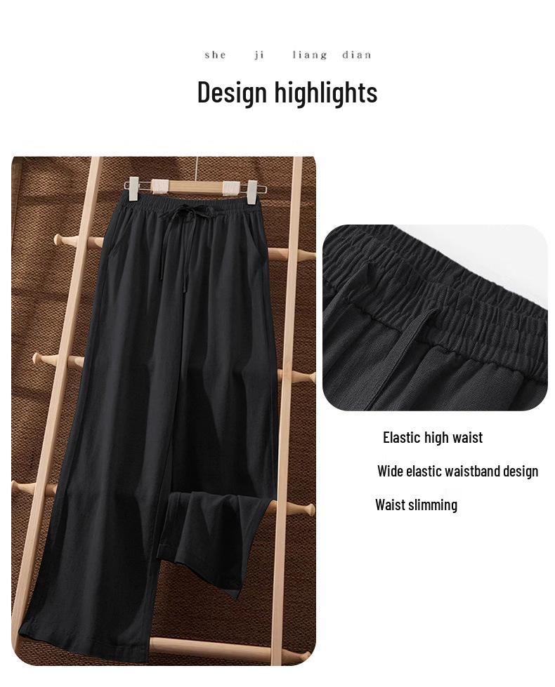 Frühjahr/Sommer 2026 Damen High-Waist Eis Seide Weite Beine Cropped Hose