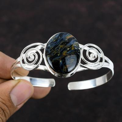 Pietersite Bangle 925 Sterling Silver Manžetový náramok Ručne vyrábané šperky Nastaviteľný náramok Náramok s drahokamovou manžetou Darček pre ženy Elegantné šperky