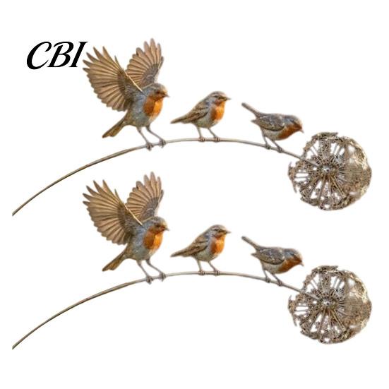 Flower Bed Garden Ornament Animal Stake, Rustic Yard Art Decorations with Dandelion Accent, Metal Peaceful Memorial Decor Sculpture for Lawn Patio And