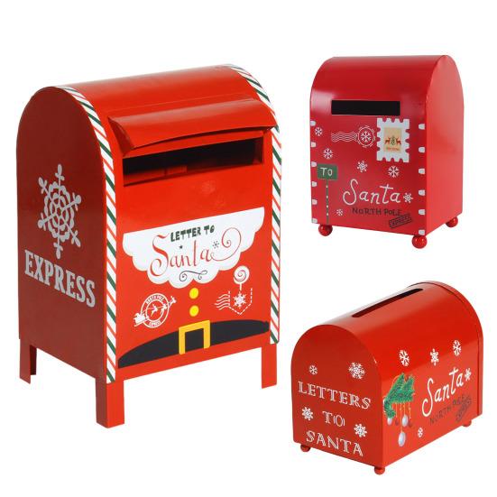 Christmas Letterbox Letters To Santa Metal Mailbox Christmas Decorative Red Mailbox for Home Indoor Outdoor Front Door Decoration Holiday Party