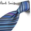 Necktie Gift Paul Smith Tie with Paul Smith Case Carry Bag PS2 Gift Wrapping [Brand Set] Ribbon, & (REDROSE Original) Navy/Blue Multi-Stripe (Gift,