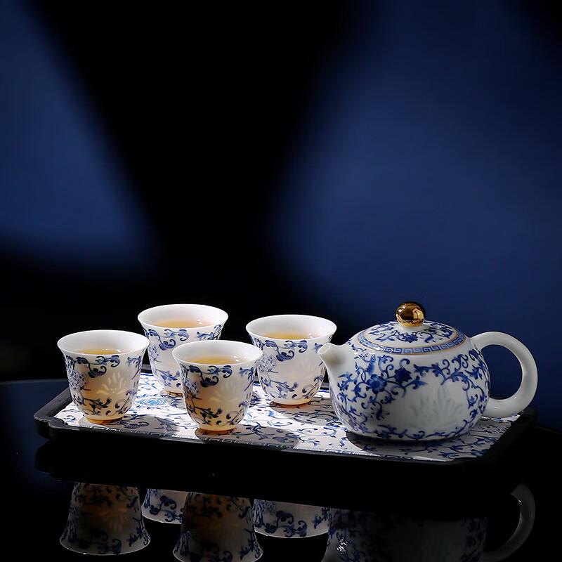 Yihude Blue & White Lotus Ceramic Tea Set