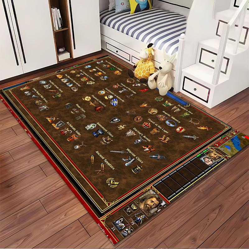 Heroes of Might and Magic Icons Rug: Non-slip rug suitable for living room and bedroom sofas.
