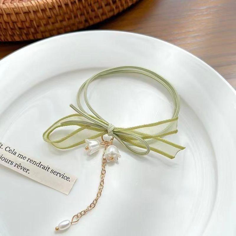 Set lily of the valley flower rubber band hair ring high elasticity and durable Korean version of the head rope new fresh girl hair tie rope