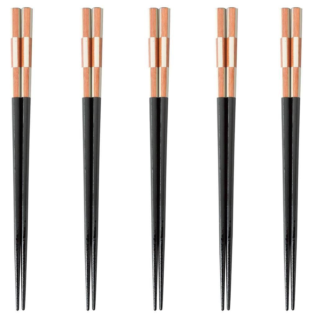 Happy Set of Made of Made In PID6559 J-kitchens Chopsticks, 5, Wood, Japan,