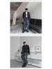 Men's Retro Washed Denim Ink Suit - Trendy Two-Piece Jacket & Trousers Set