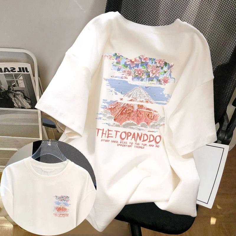 Letní Dětské Dospělé Módní Potisk Krátký Rukáv Tričko Outdoorové Ležérní O-výstřih Oversized Dámské Trička Top Dívčí Oblečení