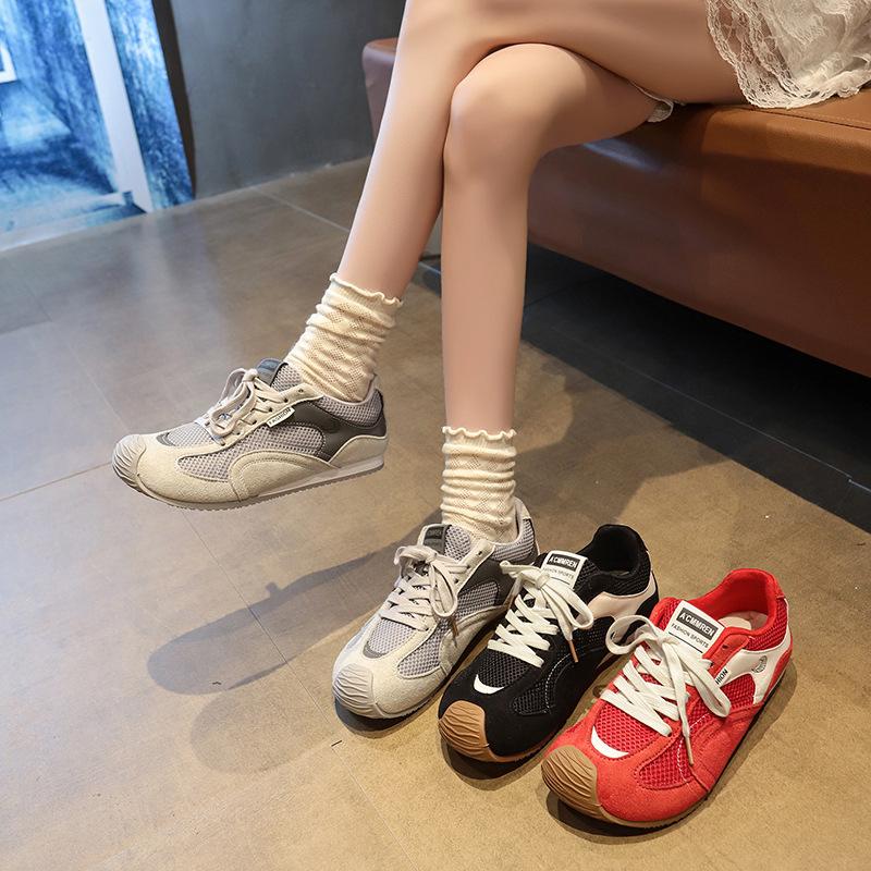 Women's popular niche mesh Forrest Gump shoes women's 2025 new thick-soled leather retro versatile German training shoes trendy shoes