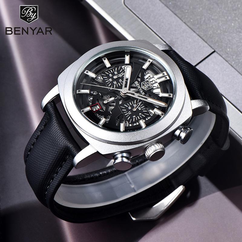 BENYAR Men's Fashion Sports Multi Functional Waterproof Calendar Business Quartz Watch