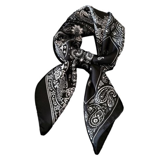 Silky Scarf Paisley Printing Smooth Texture Wrinkle-Resistant Windproof Imitation Silk Scarf Commuting Business Layering Neck Accessory